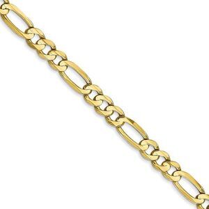 4.5mm, 10k Yellow Gold, Concave Figaro Chain Necklace, 22 Inch